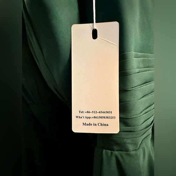 Dark green chiffon short formal dress with corset tie in back - Picture 7 of 7